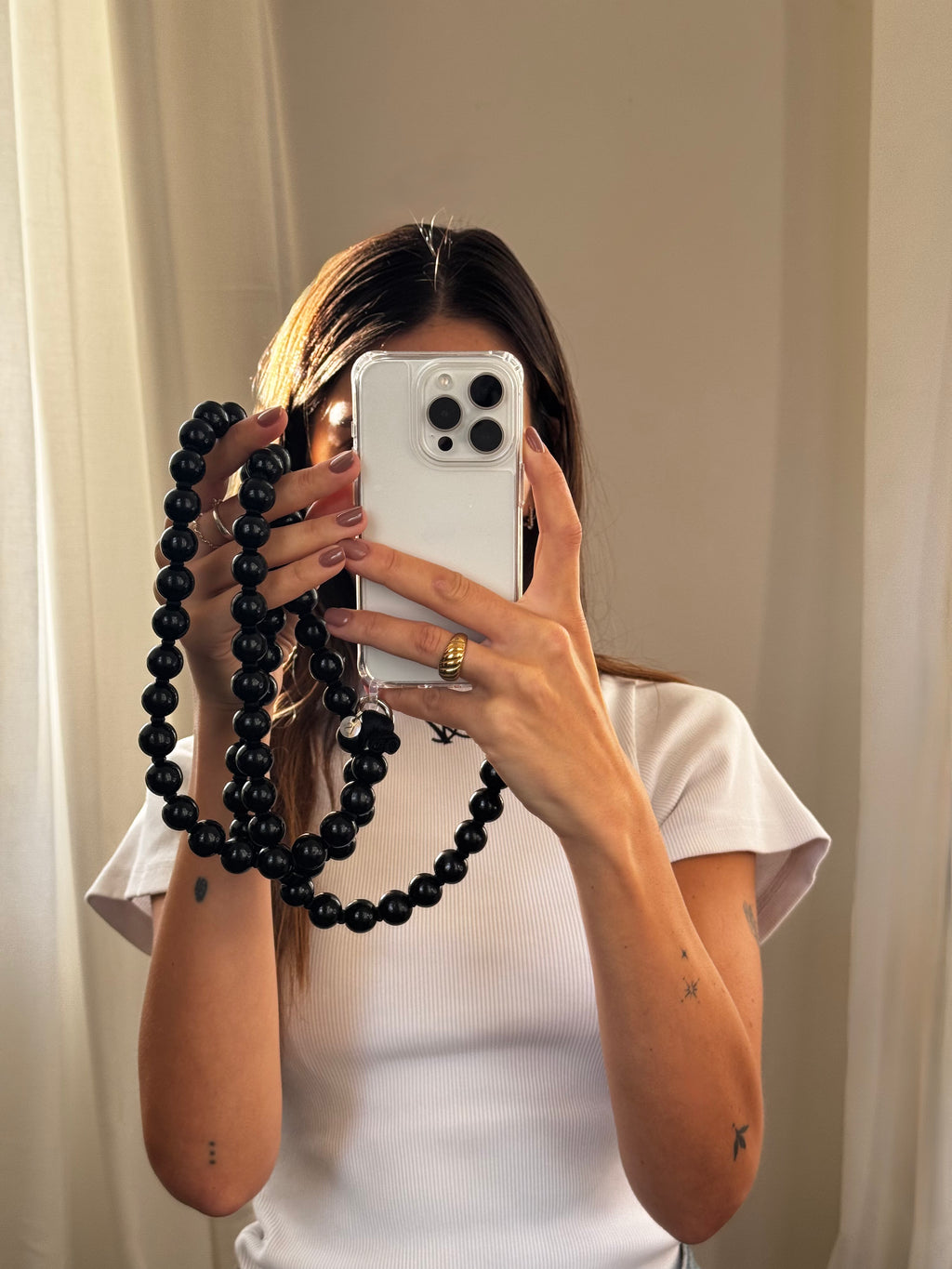 Beaded phone strap extra – black