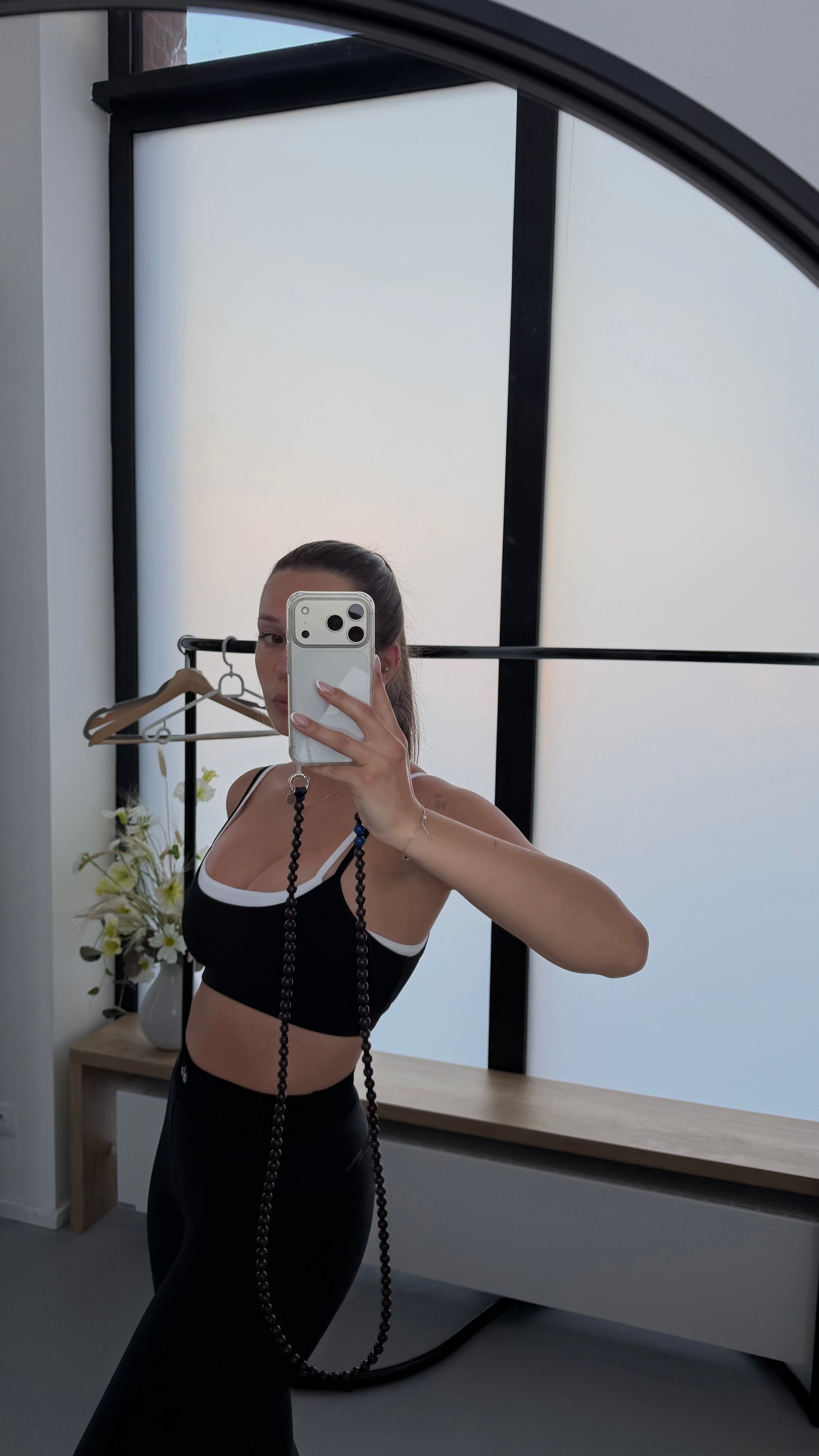 Korálkový popruh na telefon – Espresso Blue
