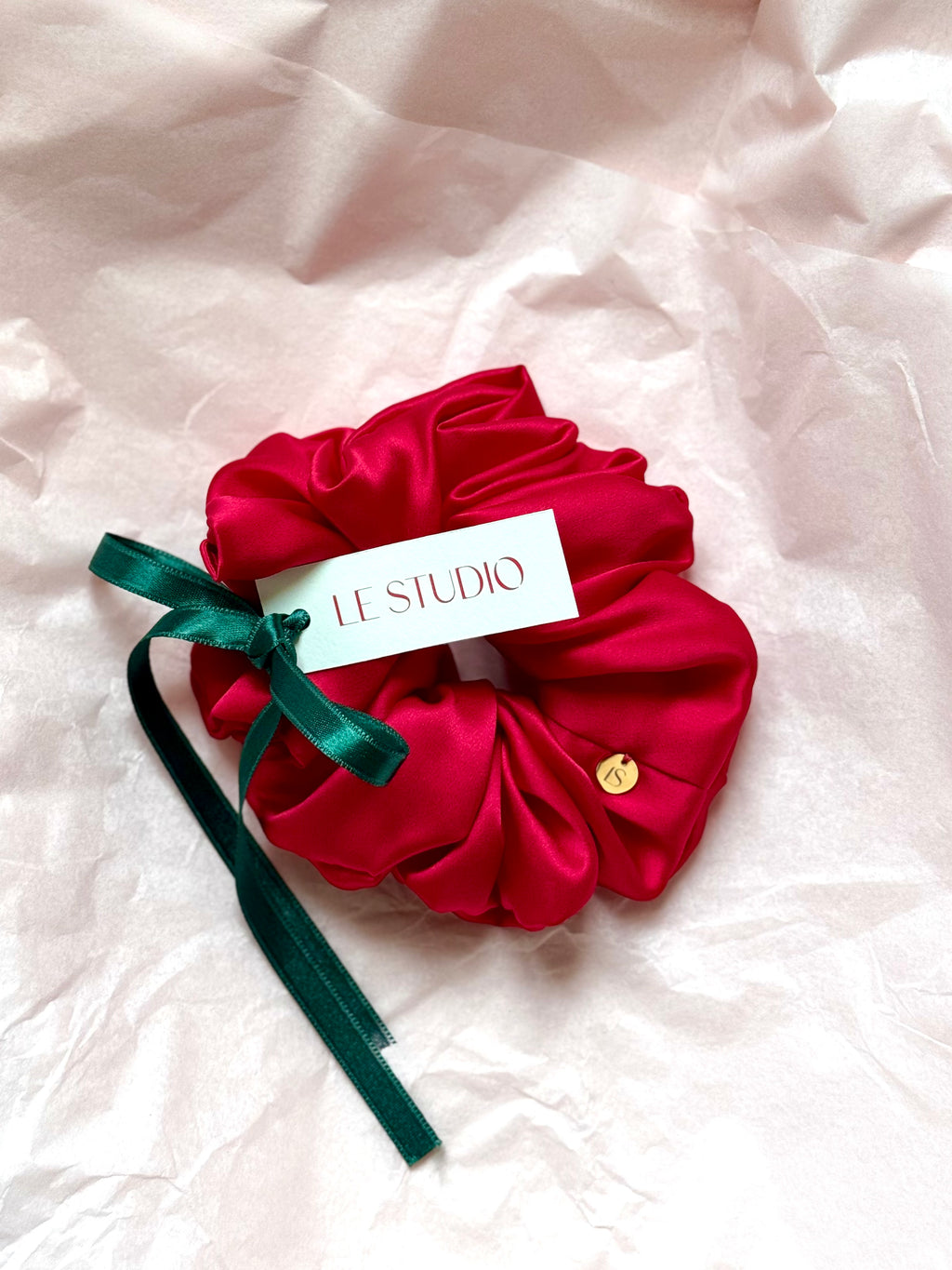 Scrunchie ze 100% hedvábného saténu - červená