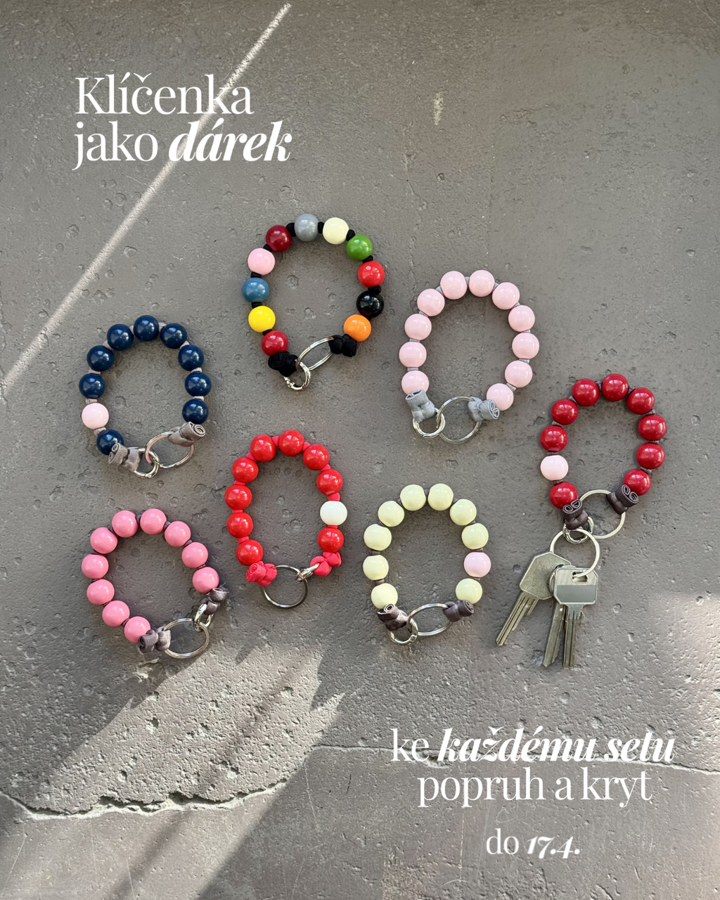 Korálkový popruh na telefon – Poppy Red