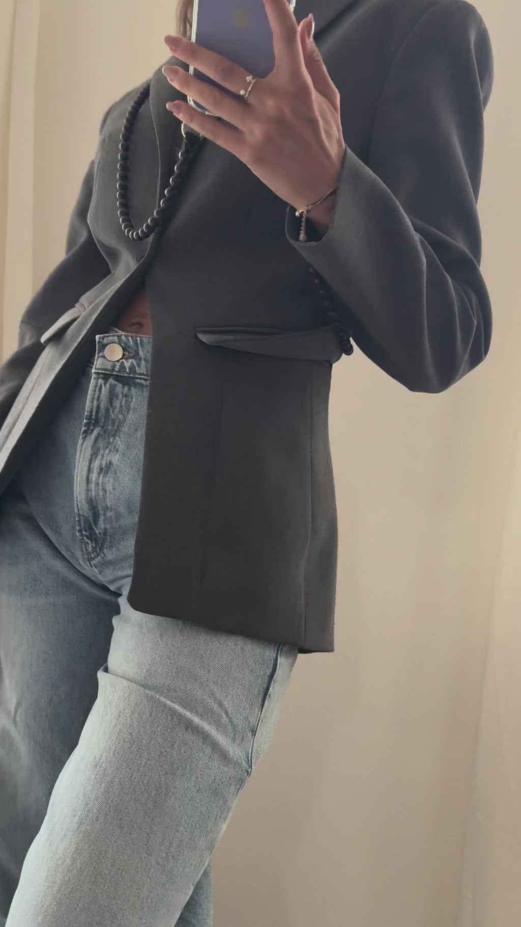 Beaded Phone Strap – Brown &amp; Navy Blue