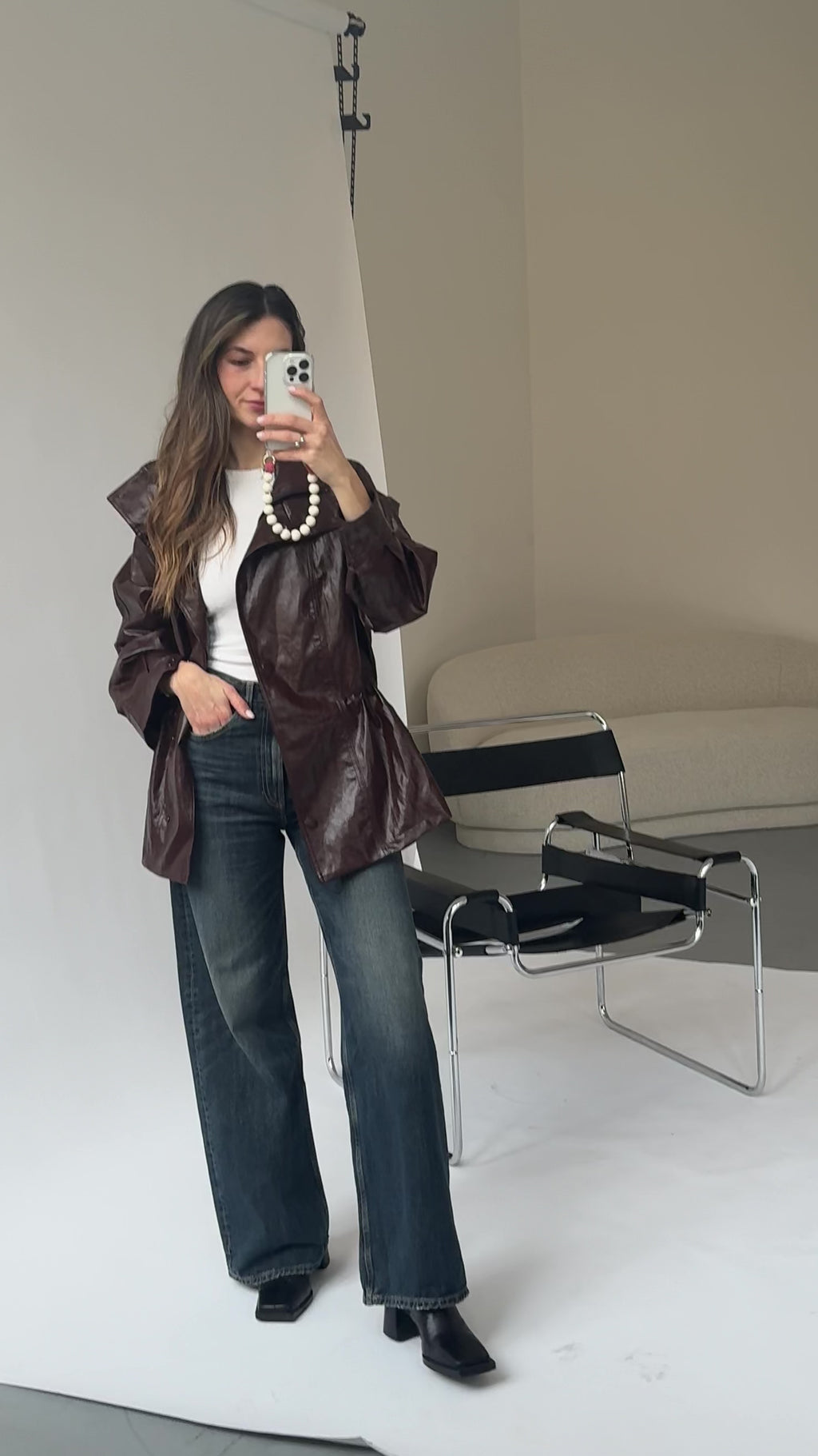 Mini korálkový popruh na telefon – Milk Rose