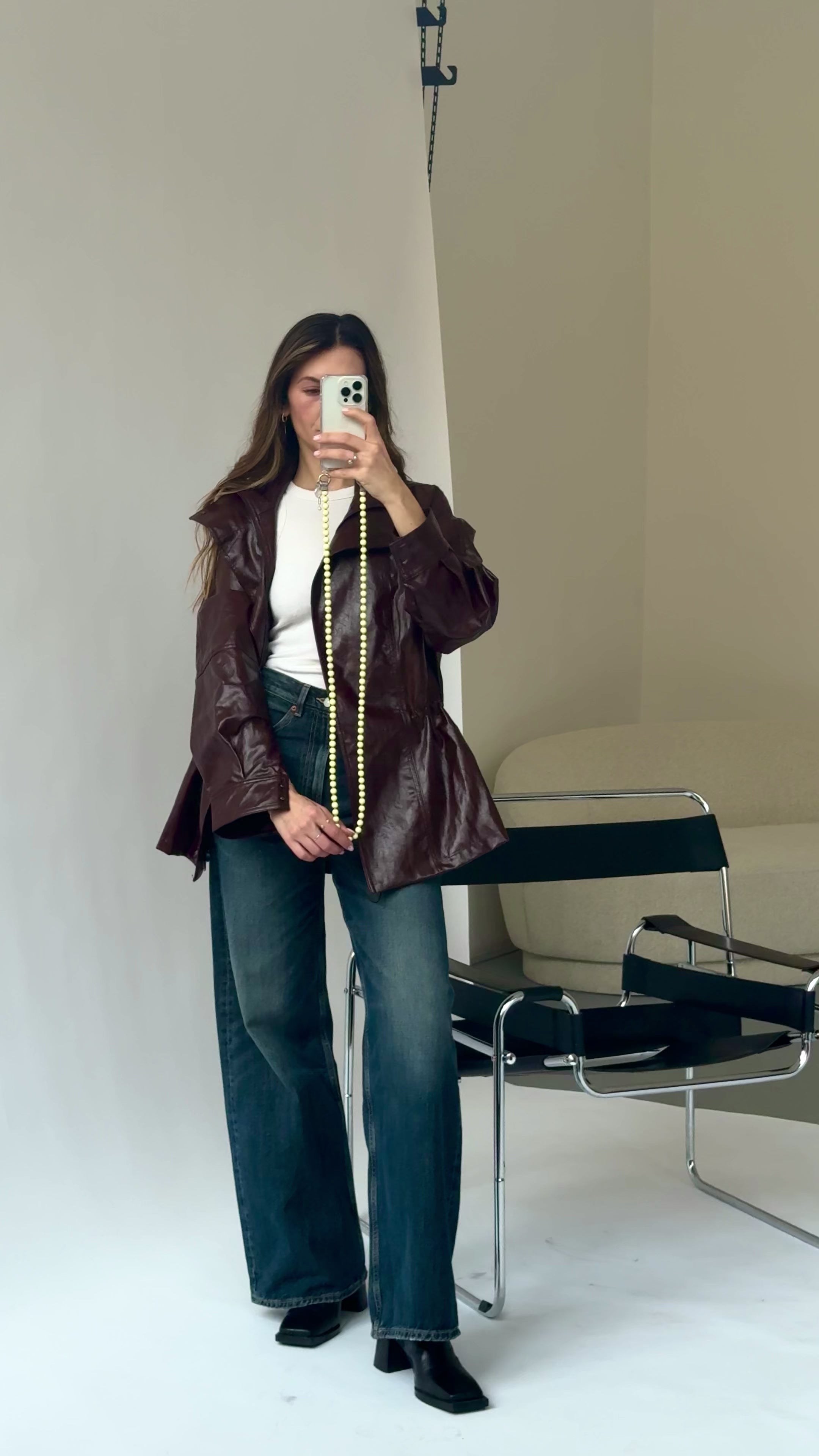 Korálkový popruh na telefon – Soft Yellow